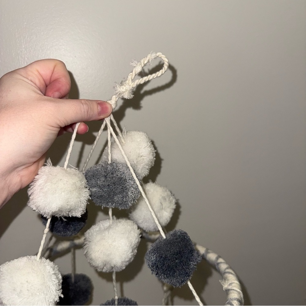 Stars and Moon Gray Pom Crib Mobile with Stand - Picture 6 of 7